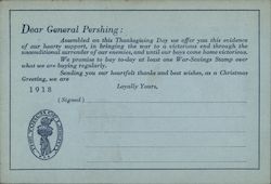 Promise to Pershing Thanksgiving Day 1918 Postcard