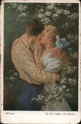 Couple Kissing Amidst Jasmine Postcard