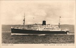 Anchor Line Twin Screw Motor Ship Cilicia Boats, Ships Postcard Postcard Postcard