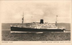 Anchor Line Twin Screw Motor Ship Cilicia Postcard