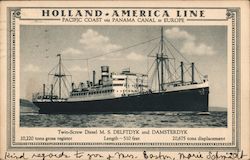 Twin-Screw Diesel M. S. DELFTDYK and DAMSTERDYK Postcard