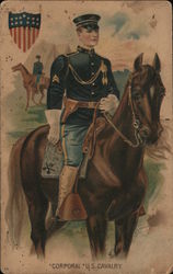 Soldier on His Horse - Corportal U.S. Cavalry Postcard