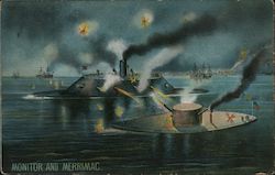 Monitor and Merrimac - Battle of Hampton Roads Postcard