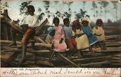 Children Sitting - Seven Little Pickanninnies Postcard