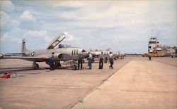 Jets and Control Tower at Right Memphis Naval Air Station Postcard