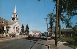 Main Street Showing West Dennis Community Church Postcard