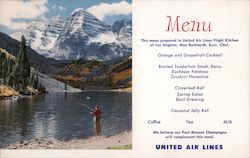 United Airlines Menu - Maroon Bells, Aspen, CO Postcard