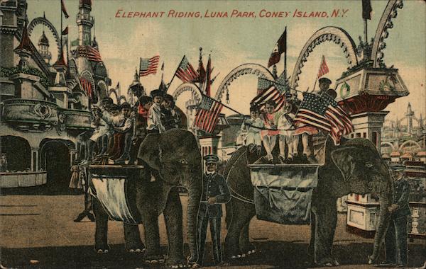 Elephant Riding, Luna Park, Coney Island New York