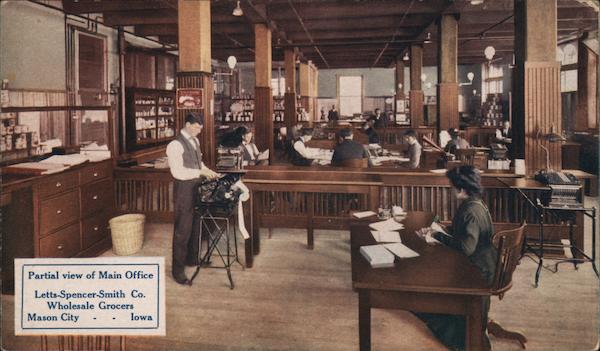 Partial View of Main Office of Letts-Spencer-Smith Company Wholesale Grocers Mason City Iowa