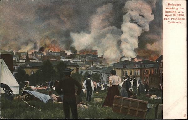 Refugees Watching the Burning City, April 18, 1908 San Francisco California