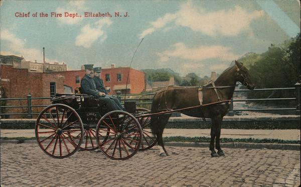 Chief of the Fire Department in a Horse Drawn Buggy Elizabeth New Jersey