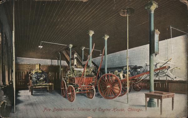 Fire Department, Interior of Engine House Chicago Illinois