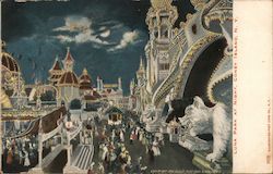 Luna Park at Night, Coney Island Postcard
