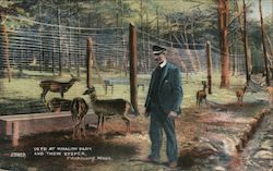 Deer at Whalom Park and Their Keeper Fitchburg, MA Postcard Postcard Postcard