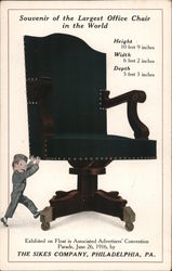 Souvenir of the Largest Office Chair In The World , The Sikes Company Philadelphia, PA Postcard Postcard Postcard