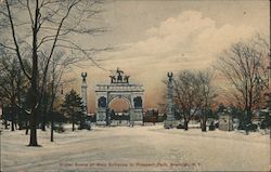 Winter Scene at Main Entrance to Prospect Park Brooklyn, NY Postcard Postcard Postcard