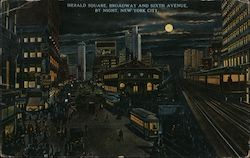 Herald Square, Broadway, and Sixth Avenue by Night Postcard