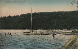 Bathing Swimming Boats Postcard