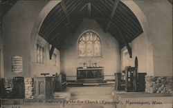 Interior St. Andrew's By-The-Sea Church (Episcopal) Hyannis Port, MA Postcard Postcard Postcard