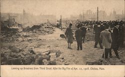 Looking up Broadway from Third Street After the Big Fire of April 12, 1908 Postcard