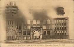 Ruins of Masten Park high School Thursday March 27, 1912 Postcard