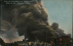 Fire at National Oil Refinery, Feb. 12, 1911 Postcard