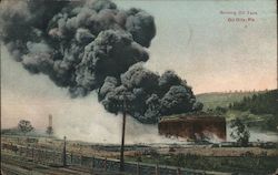 Burning Oil Tank Postcard