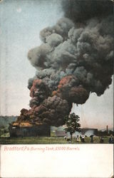 Burning Tank, 35000 Barrels Bradford, PA Postcard Postcard Postcard