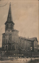 M.E. Church Destroyed by Fire on Dec 7th 1915 Marlboro, NY Postcard Postcard Postcard