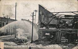 Fire Scene, Corner Main & Seneca Streets, Feb. 21, 1910 Postcard