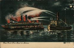 New York Fire Boat in Action Postcard Postcard Postcard
