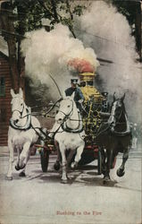 Rushing to the Fire Horse-drawn Fire Engine Postcard