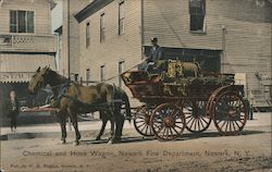 Chemical and Horse Wagon Newark Fire Department Postcard