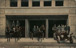 Fire Department No. 1 Headquarters Vincennes, IN Postcard Postcard Postcard