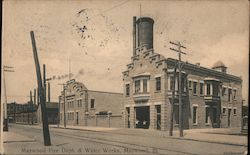 Maywood Fire Dept. & Water Works Postcard