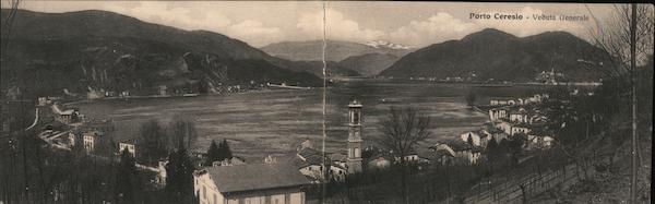 General View of Porto Ceresio, Lake Lugano Italy