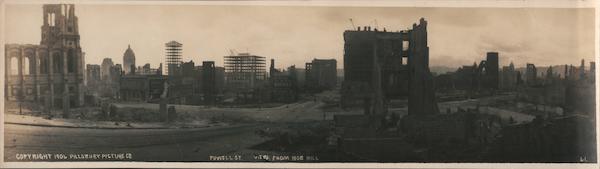 Powell Street View from Nob Hill after Earthquake San Francisco California