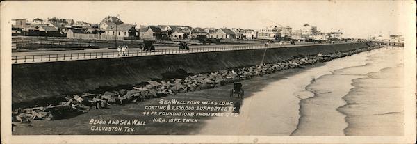 Beach and Sea Wall Galveston Texas