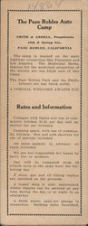 The Paso Robles Auto Camp Advertising Ephemera
