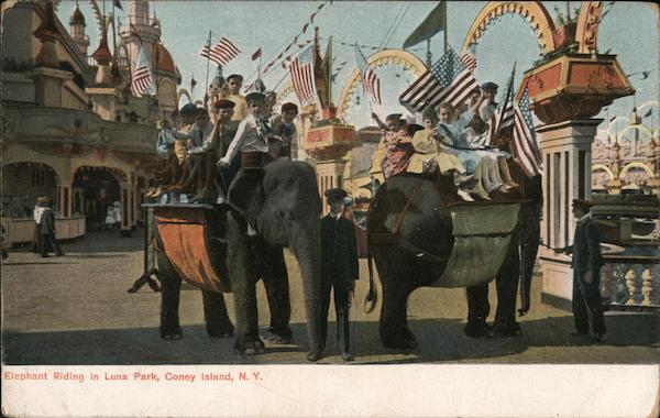 Elephant Riding in Luna Park Coney Island New York