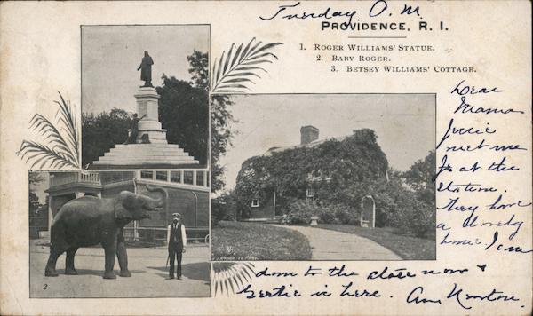 Roger Williams' Statue, Baby Roger, Betsey Williams' Cottage Providence Rhode Island