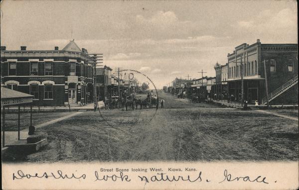 Street Scene looking West Kiowa Kansas