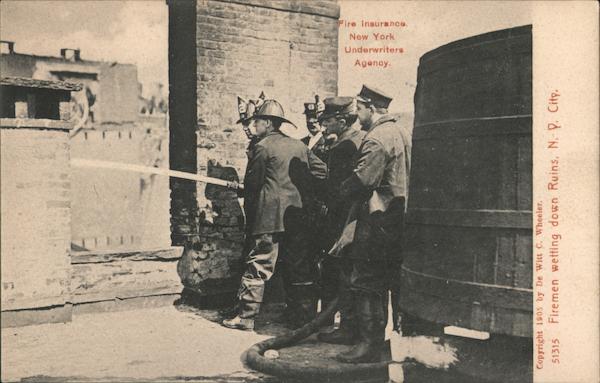 Firemen Wetting Down Ruins New York City