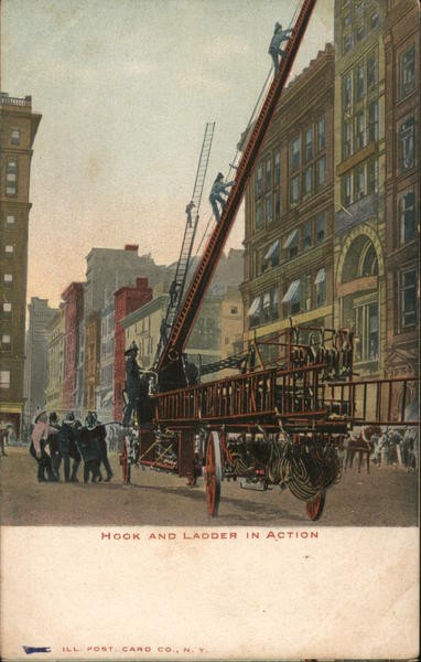 Hook and Ladder Truck in Action Firemen