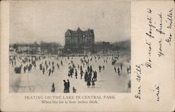 Skating on the Lake in Central Park New York, NY Postcard Postcard Postcard