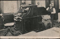 Headquarters Supreme Commandery, Knights of Malta, man seated at secretary-style desk Philadelphia, PA Postcard Postcard Postcard