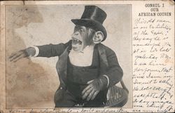 Consul 1 Our African Cousin, a chimpanzee dressed in tuxedo and top hat Postcard
