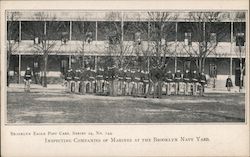 Inspecting Companies of Marines at the Brooklyn Navy Yard New York Postcard Postcard Postcard