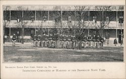 Inspecting Companies of Marines at the Brooklyn Navy Yard Postcard