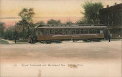 Grand Boulevard and Woodward Ave. Postcard